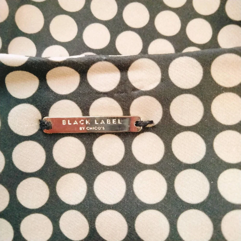 Black Label Chico's Women's Pants Slacks Black Tan Circles Dot Sz 0.5 (S/6) - Picture 5 of 11